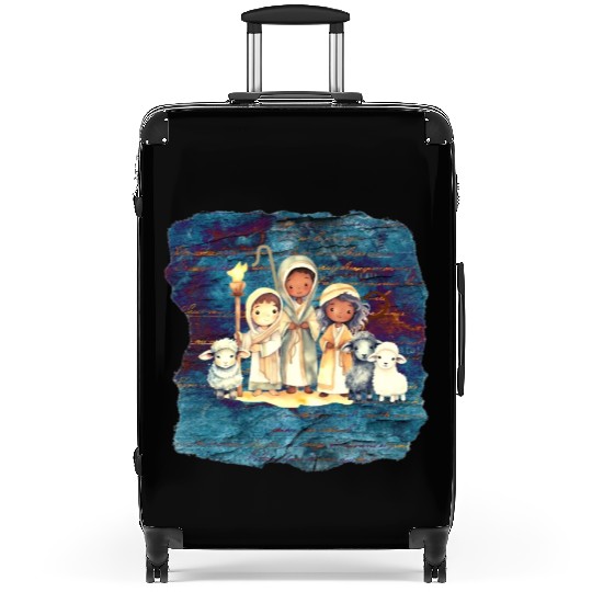 Christmas Nativity Scene Shepherds and Sheep Suitcases