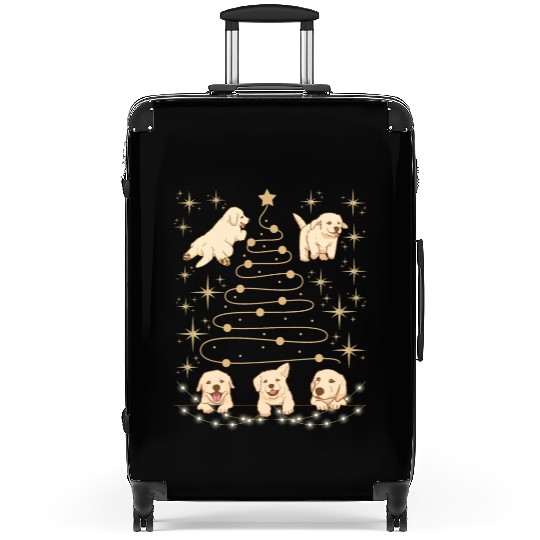 Festive Puppies Christmas Tree Design Suitcases
