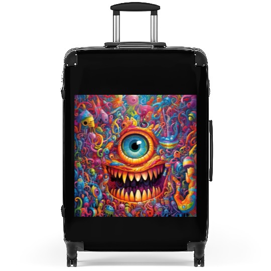 Going On a Little Trip - Cyclops and Teeth Psyched Suitcases