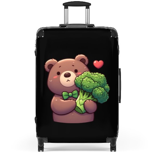 Bear in love hugs huge broccoli Suitcases