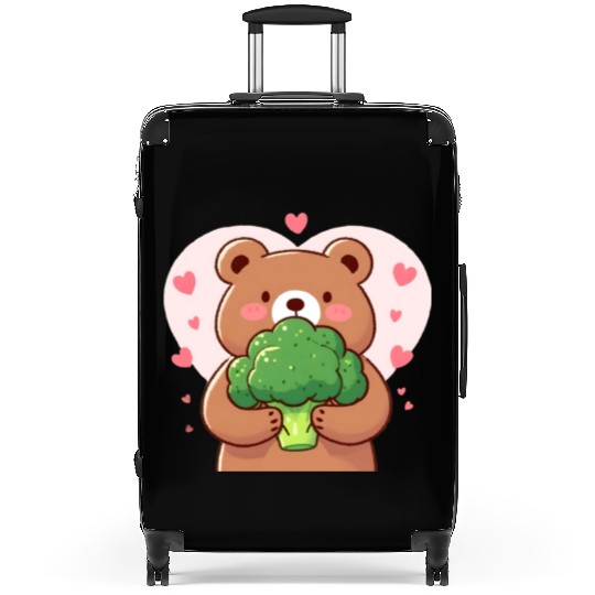 Bear in love hugs huge broccoli Suitcases