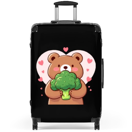 Bear in love hugs huge broccoli Suitcases