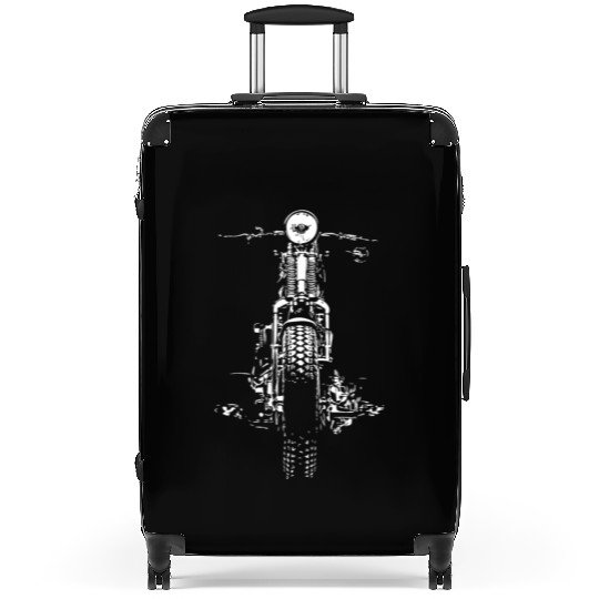 Retro Ride: Vintage Hand-Painted Motorcycle Design Suitcases