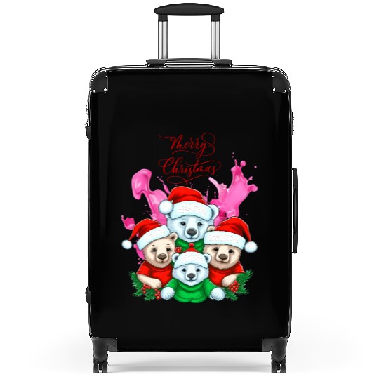Christmas Polar Bear Family Illustration Suitcases