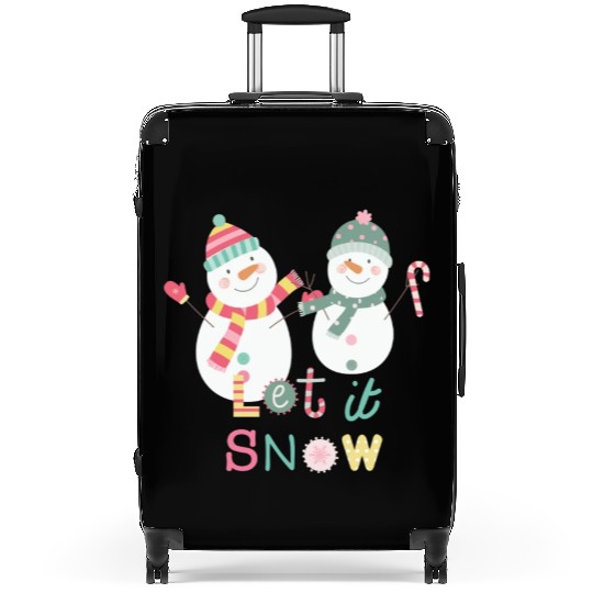 Fun Snowman Let It Snow Colorful Christmas Suitcases