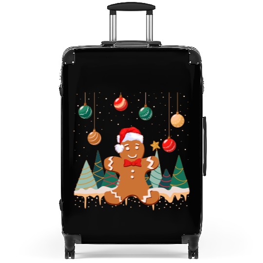 Gingerbread Man Cookie Snowy Christmas Ornaments Suitcases