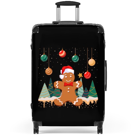 Gingerbread Man Cookie Snowy Christmas Ornaments Suitcases