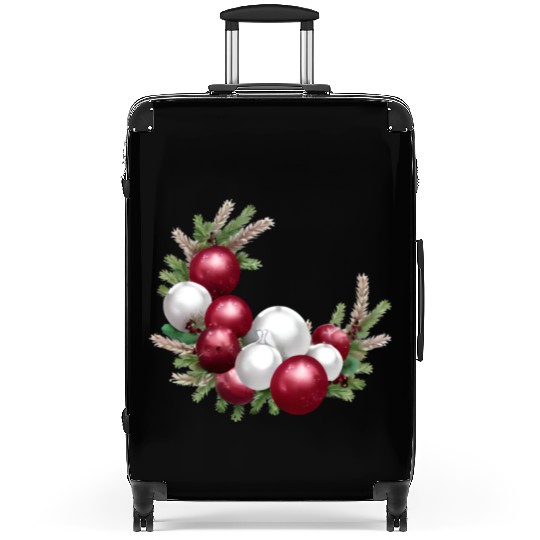 Cranberry and White Christmas Greenery Decor Suitcases