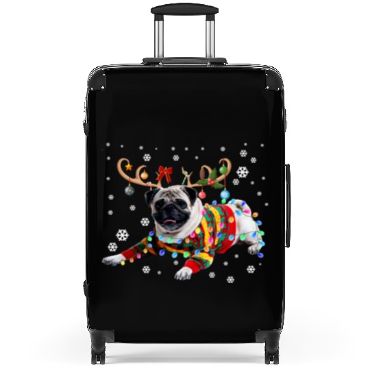Funny Pug Dog Christmas Reindeer Christmas Lights Suitcases