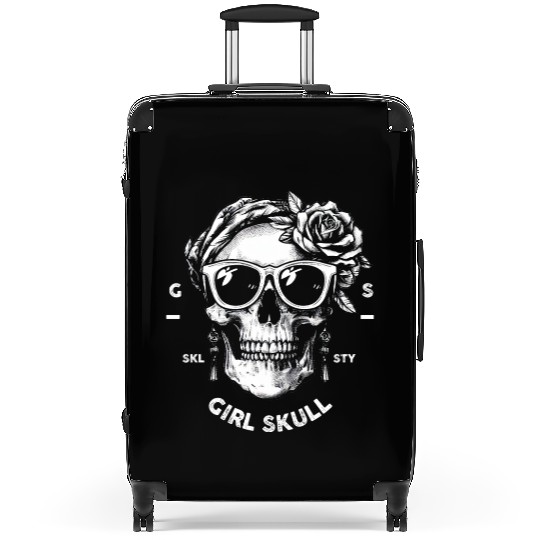 white girl skull by skull style society Suitcases