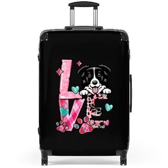 Border Colliel Dog I Love My Dog Valentines Day Suitcases