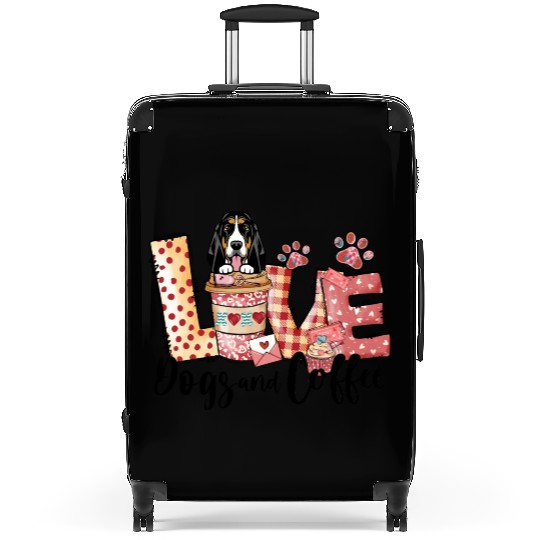 Basset Dog Coffee Lover Dog Mom Valentines Day Suitcases
