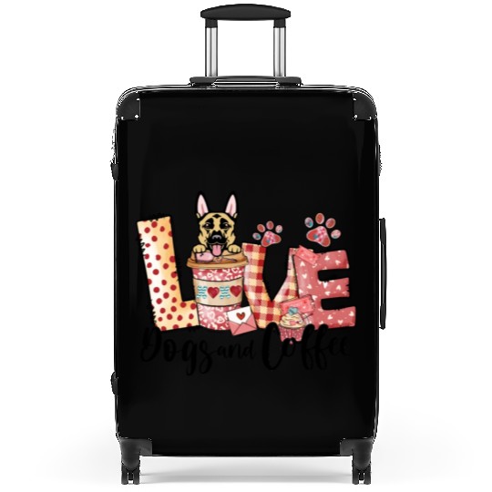 Belgian Malinois Dog Coffee Lover Dog Mom Valentin Suitcases