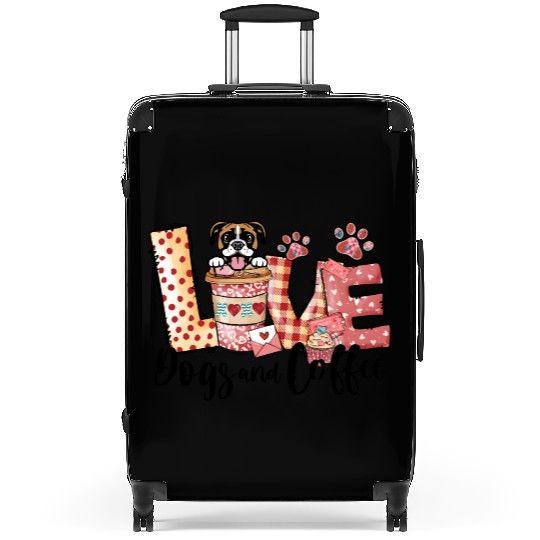 Boxer Dog Coffee Lover Dog Mom Valentines Day Suitcases