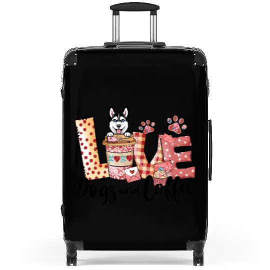 Husky Dog Coffee Lover Dog Mom Valentines Day Suitcases