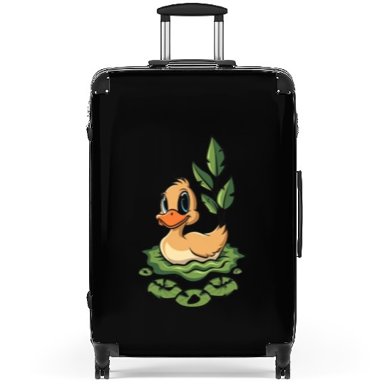 cute duck swimming in a swamp Suitcases
