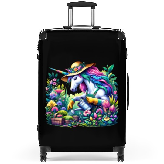 Botanist Unicorn in a Magical Garden Suitcases