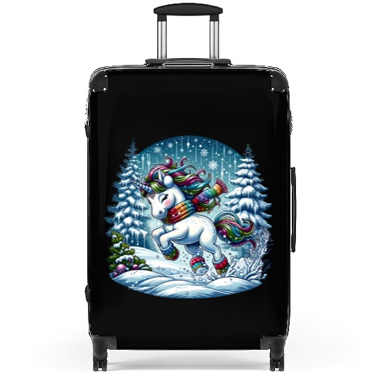 Unicorn in a Winter Wonderland Suitcases