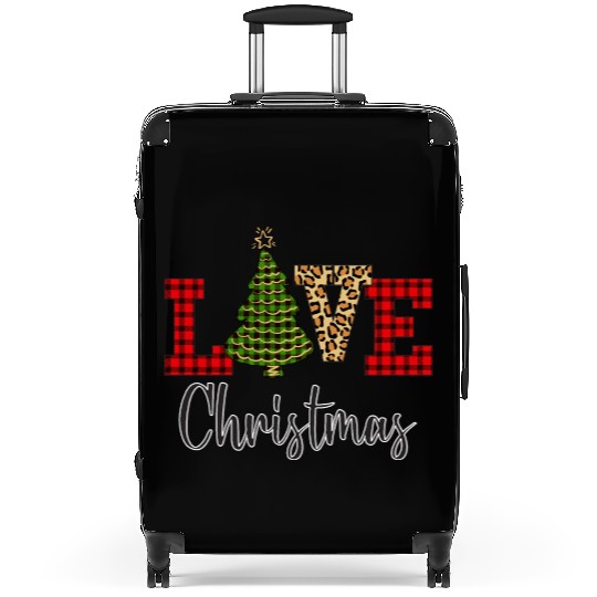 Green Buffalo Plaid Christmas Tree Suitcases