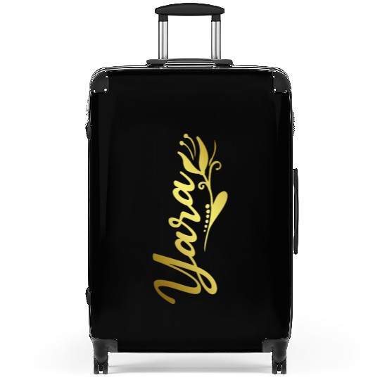 Yara Name Faux Gold Tulip Flourish Suitcases
