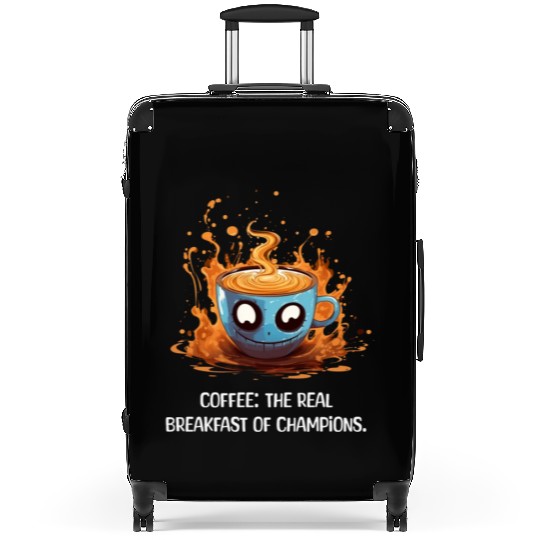 Coffee The Real Breakfast Of Champions white Suitcases