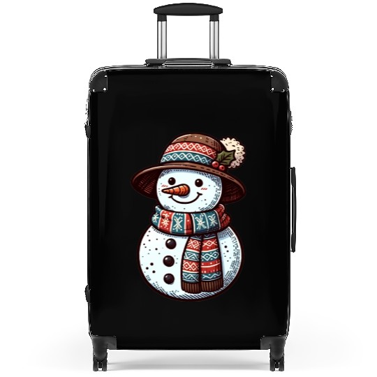 Winter Wonderland: Charming Snowman Illustration Suitcases