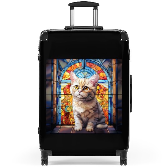 British Shorthair kitten in stained glass Suitcases