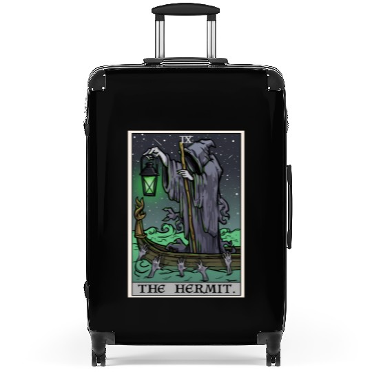The Hermit Tarot Card Gothic Halloween Grim Reaper Suitcases