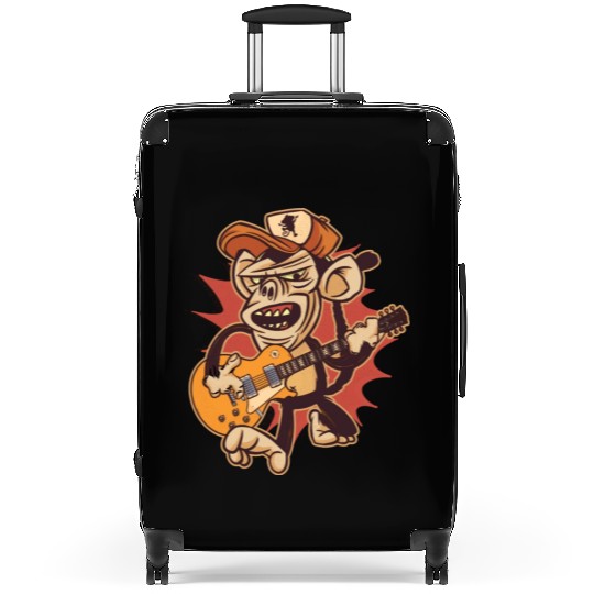 Retro Chimpanzee Guitar Player Graphic Suitcases