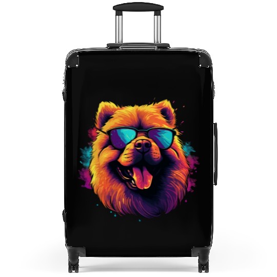 Retro Wave Chow Chow Dog Suitcases