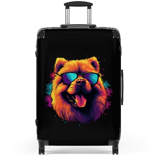 Retro Wave Chow Chow Dog Suitcases
