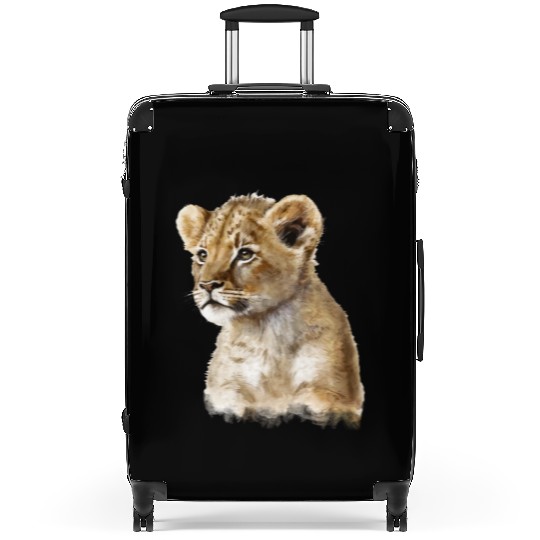 Baby Lion Aesthetic Watercolor Painting Portrait Suitcases