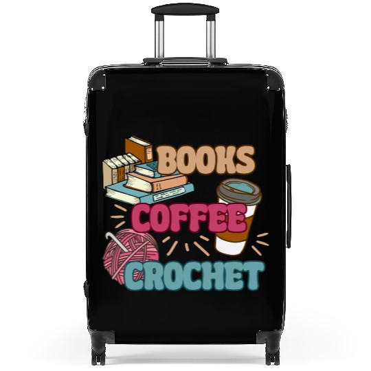 Books Coffee Crochet Funny Book Lover Coffee Suitcases