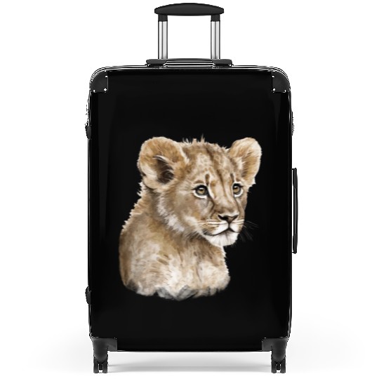 Baby Lion Watercolor Painting portrait Suitcases