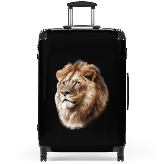 Majestic Lion Watercolor Painting Portrait Suitcases