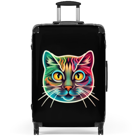 cat face neon design Suitcases