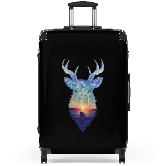 Polygon Wilderness: Majestic Deer Suitcases