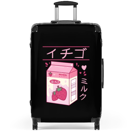 Japanese Strawberry Milk Drink Kawaii Kanji Vaporw Suitcases