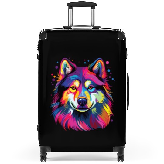 Watercolor Colorful Alaskan Malamute Suitcases