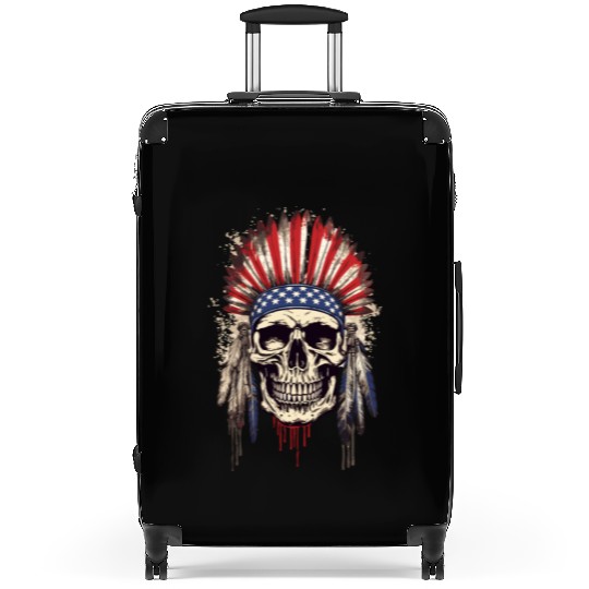 Skull Indian Chief Native American USA Suitcases