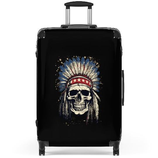 Skull Indian Chief Native American USA Suitcases
