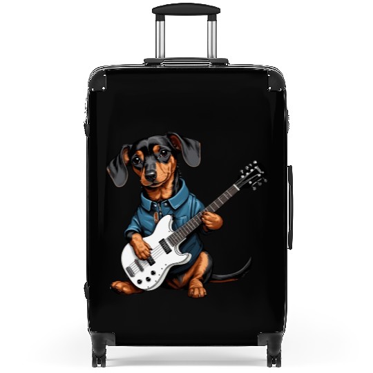 Music PawsCool Dachshund Jamming on Guitar Suitcases