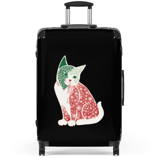 Christmas snowflake cat v2 Suitcases