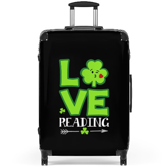 Love Shamrock Reading Teacher Funny St Patricks Da Suitcases