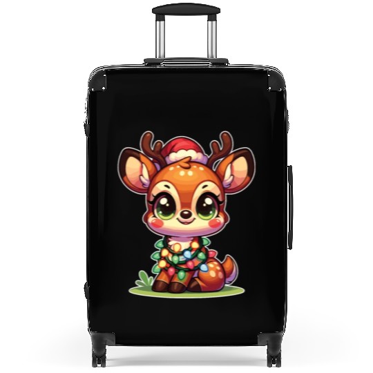 Christmas Fairy Lights Tufted Deer Suitcases