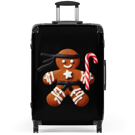 Funny Ninja Gingerbread Man Cookie Candy Cane Suitcases