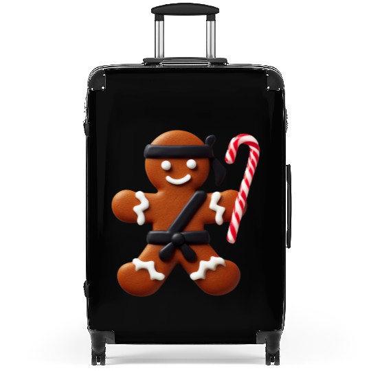 Funny Ninja Gingerbread Man Cookie Candy Cane Suitcases