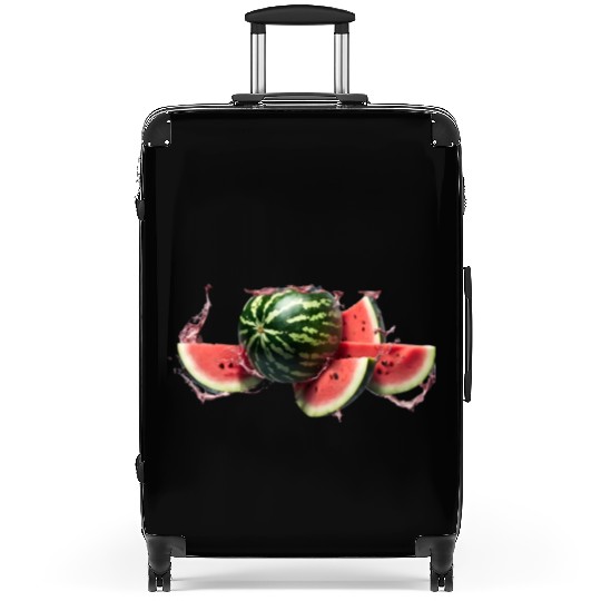 A burst watermelon. Suitcases