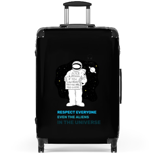 Black White Astronauts and Aliens Suitcases