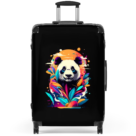 Giant Panda Colourful - Cute Panda Bear Bamboo Suitcases